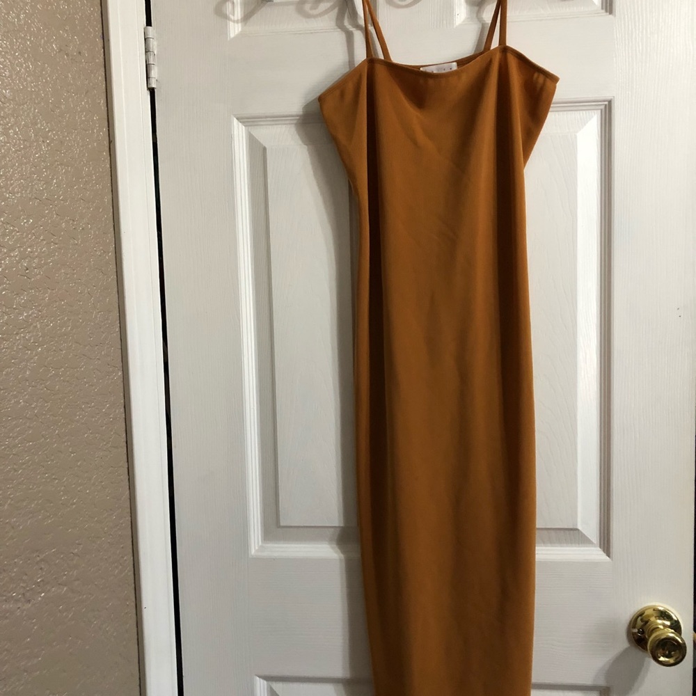 Mustard bodycon midi dress